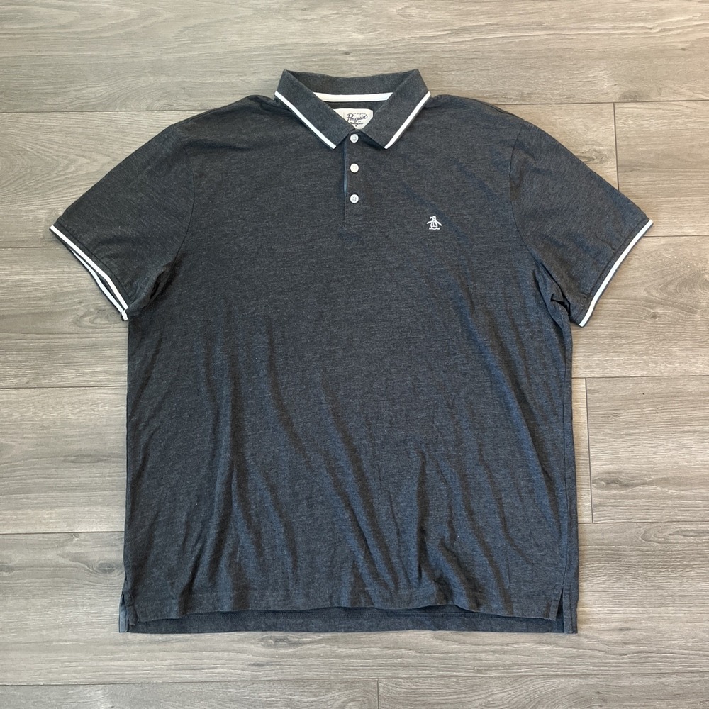 Original Penguin Mens XL Polo Shirt Gray Short Sleeve